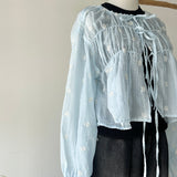【ハモミシノオトナフク】Front Ribbon 2-Way Blouse