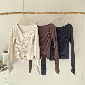 【ハモミシノオトナフク】Peach fraise shirring PO