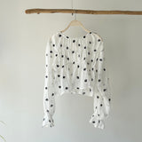 【ハモミシノオトナフク】Front Ribbon 2-Way Blouse