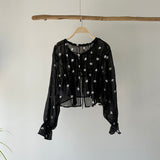 【ハモミシノオトナフク】Front Ribbon 2-Way Blouse