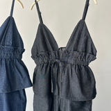 【ハモミシノオトナフク】Denim Peplum All-in-One