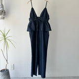【ハモミシノオトナフク】Denim Peplum All-in-One