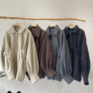 【ハモミシノオトナフク】Faux wool waist-tuck mid-length coat