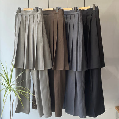 【ハモミシノオトナフク】Wrap pleated skirt pants