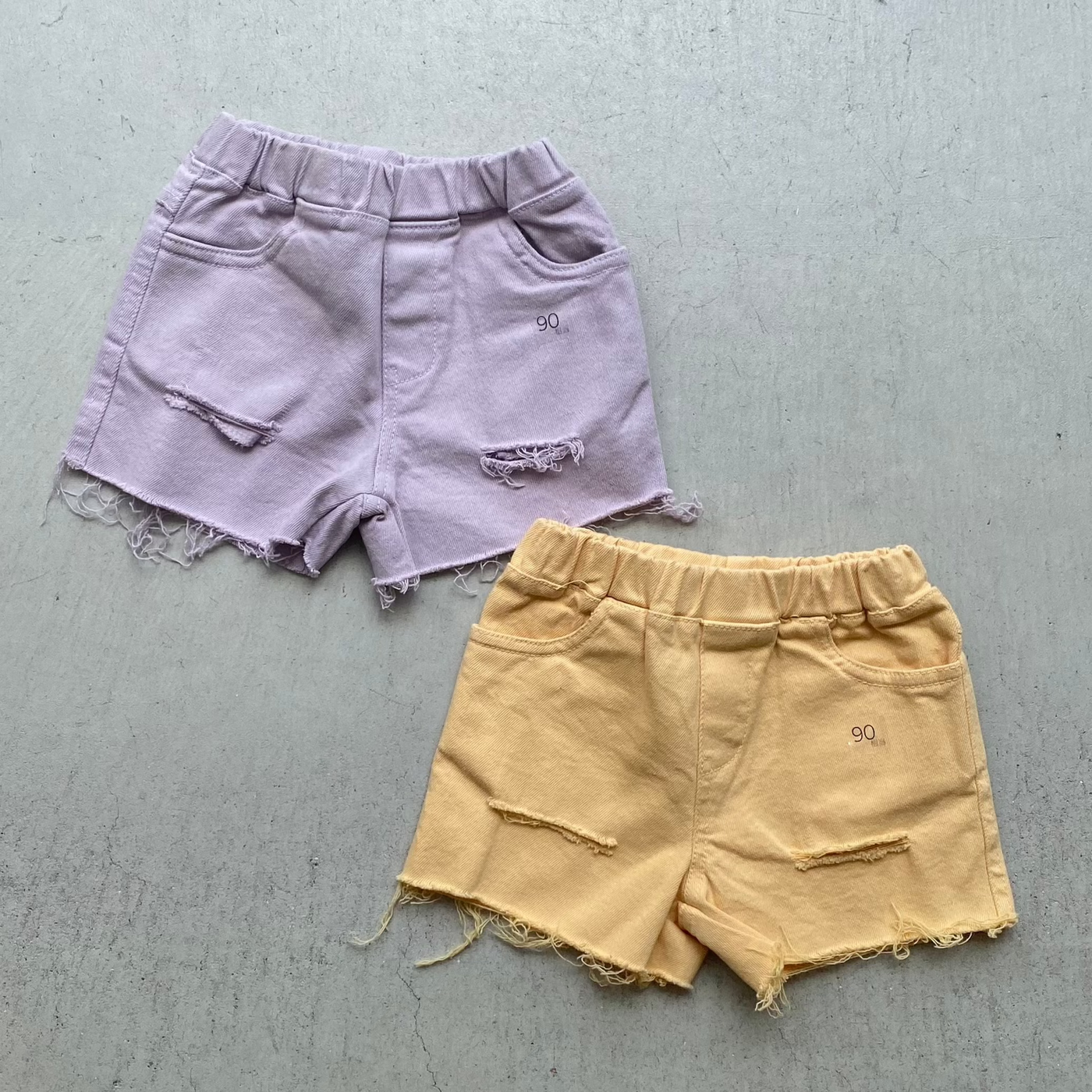Damage color short pants(90~150)
