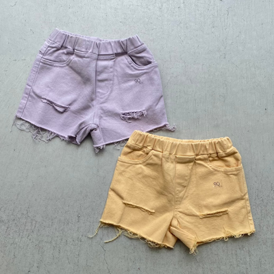 Damage color short pants(90~150)