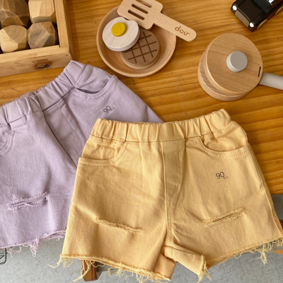 Damage color short pants(90~150)