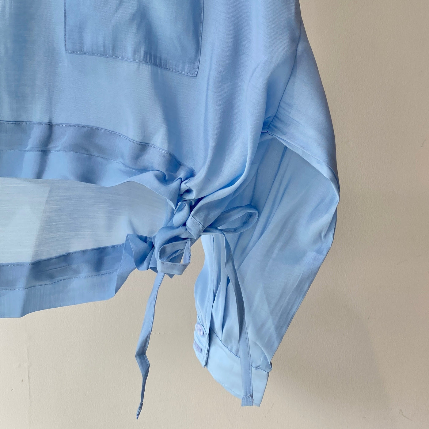【ハモミシノオトナフク】Sheer poplin gathered blouse