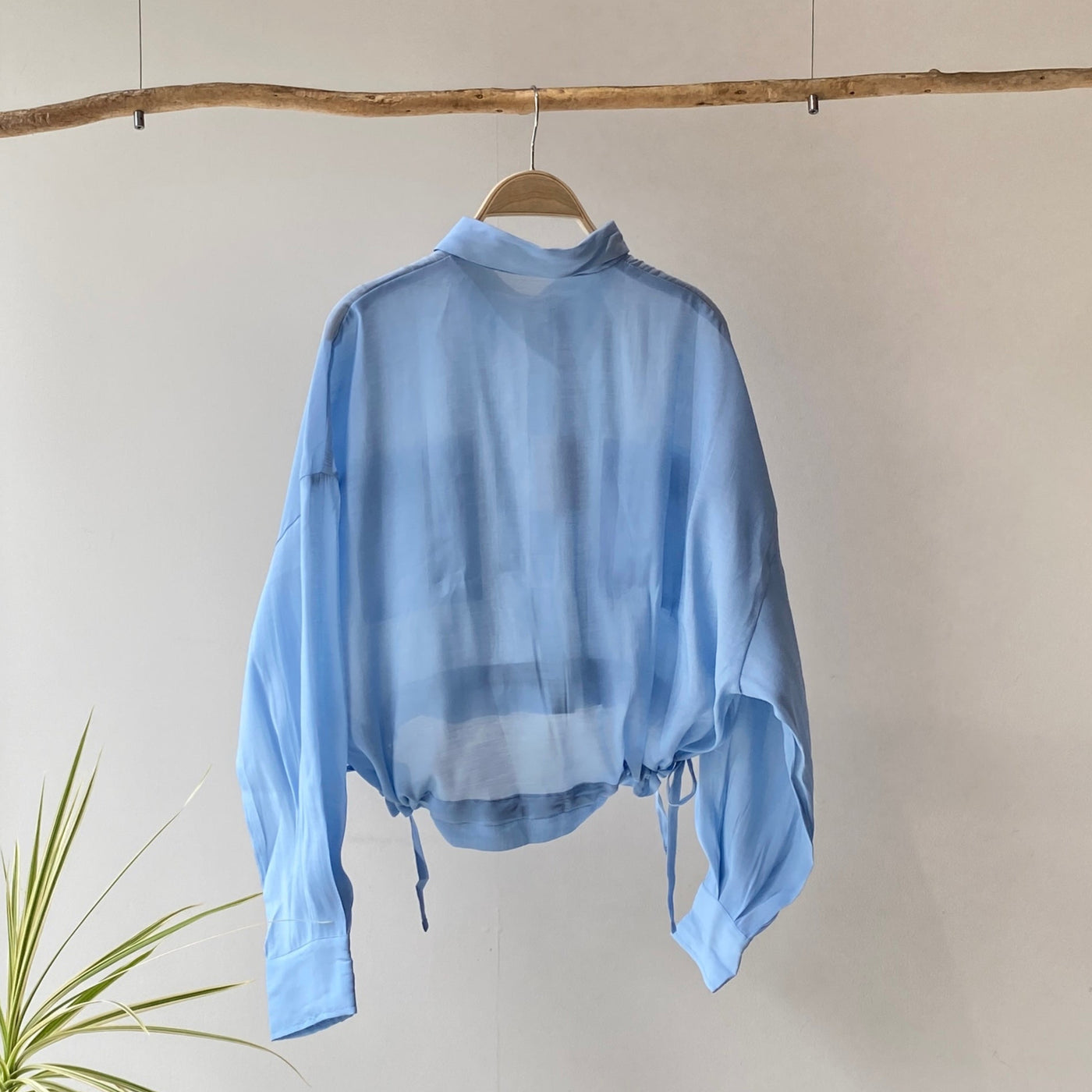 【ハモミシノオトナフク】Sheer poplin gathered blouse