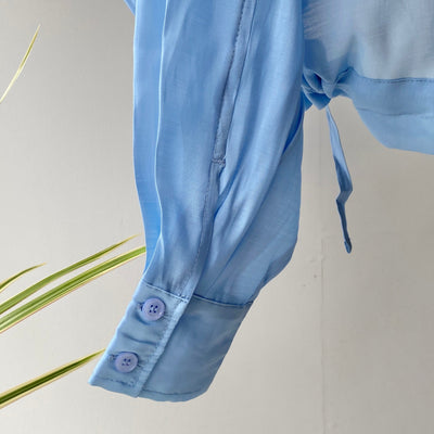 【ハモミシノオトナフク】Sheer poplin gathered blouse