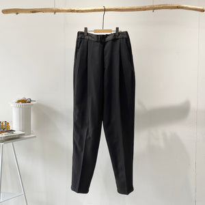 【ハモミシノオトナフク】Satin waist tuck tapered pants