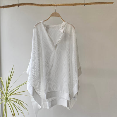 【ハモミシノオトナフク】Sheer Jacquard Poncho