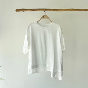 【ハモミシノオトナフク】Tulle Sleeve & Hem Pullover