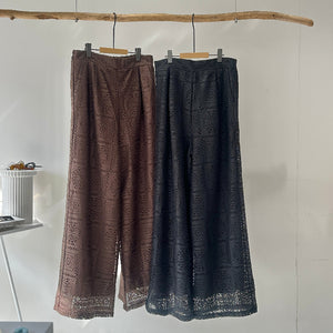 【ハモミシノオトナフク】Block Lace Straight Pants