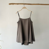 【ハモミシノオトナフク】Linen-Touch Back Slit Camisole