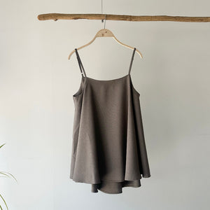 【ハモミシノオトナフク】Linen-Touch Back Slit Camisole