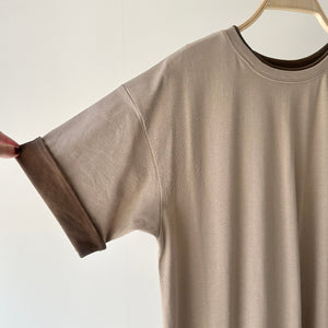 【ハモミシノオトナフク】Cotton Contrast Sleeves OP