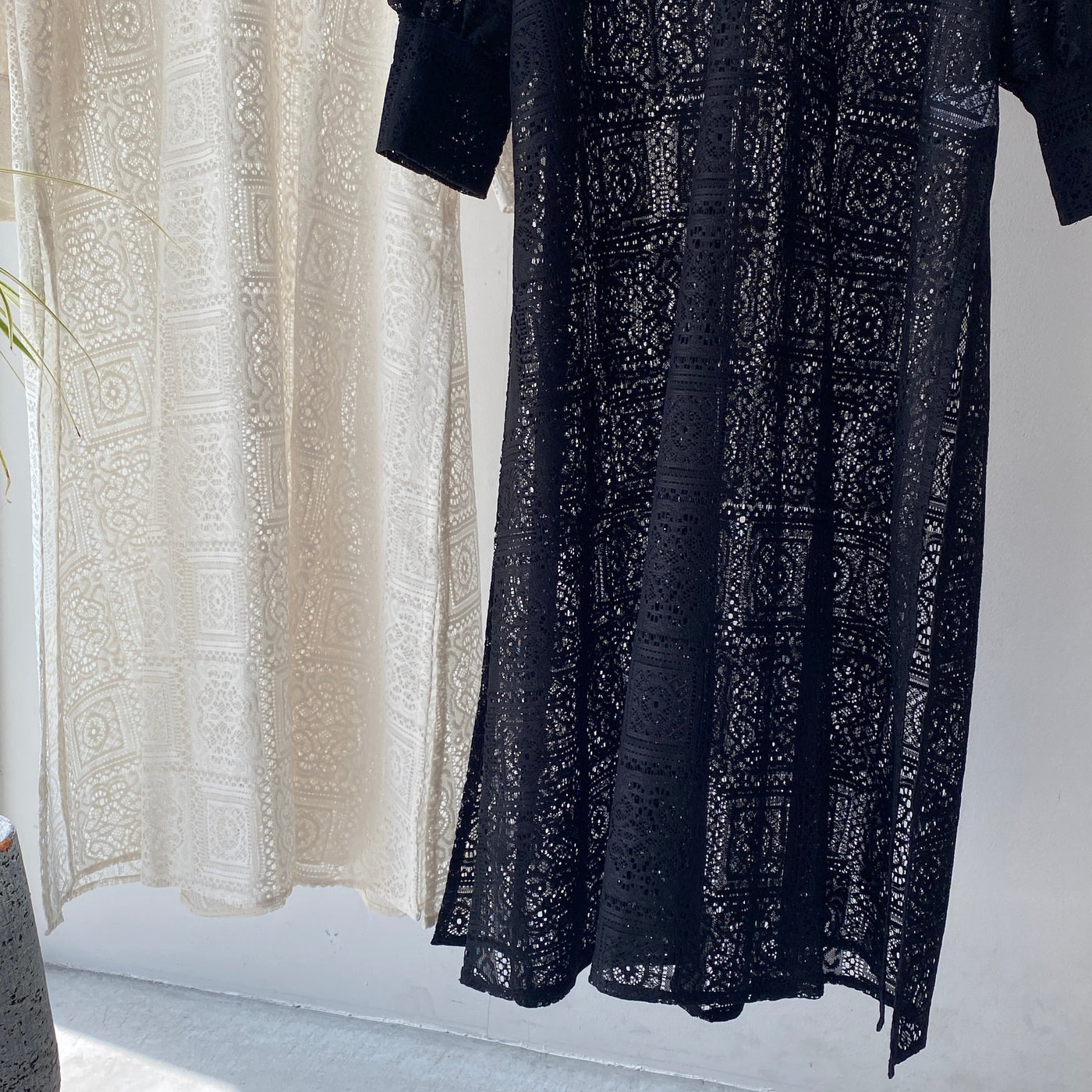 【ハモミシノオトナフク】Block lace slit OP