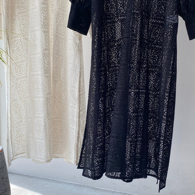 【ハモミシノオトナフク】Block lace slit OP