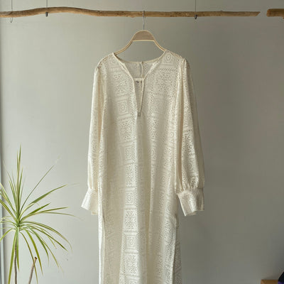 【ハモミシノオトナフク】Block lace slit OP