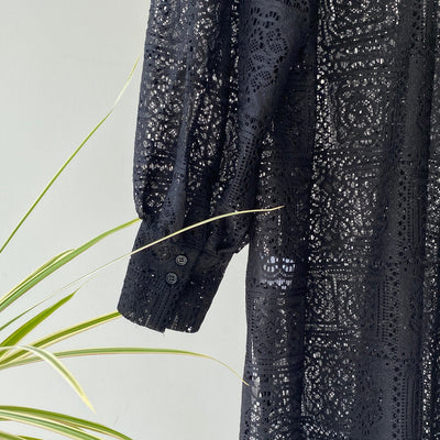 【ハモミシノオトナフク】Block lace slit OP