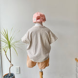 【hamomisi】Roll collar border T-shirt(110.120)