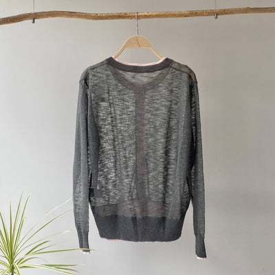 【ハモミシノオトナフク】Sheer knit cardegan