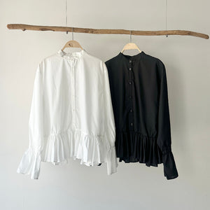 【ハモミシノオトナフク】Blouse with ruffled hem