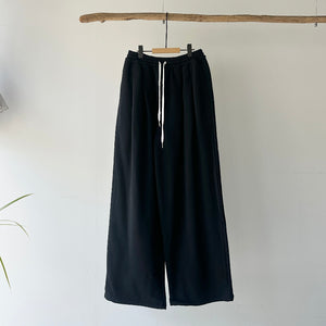 [HAMOMISHI NO OTONAFUKU] Terry Double-Pleat Wide Pants
