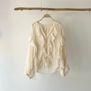 【ハモミシノオトナフク】Ruffled shirt