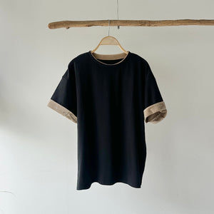 [Hamomisinootonafuku] Velour Contrast-Cuff Pullover