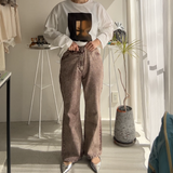 【ハモミシノオトナフク】Chemical color flared denim