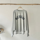 【ハモミシノオトナフク】MICHIGAN logo print dolman T-shirt
