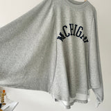 【ハモミシノオトナフク】MICHIGAN logo print dolman T-shirt