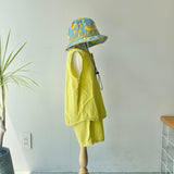 【hamomisi】Linen front button tank(100~150)