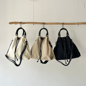 【ハモミシノオトナフク】2-Way Slouchy Nylon Drawstring Bag
