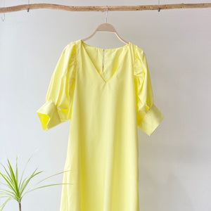 V-neck puff sleeve OP【ハモミシノオトナフク】