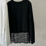 【ハモミシノオトナフク】Jersey lace long T-shirt