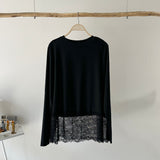 【ハモミシノオトナフク】Jersey lace long T-shirt