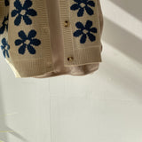 【hamomisi】Retro flower knit (90~130)