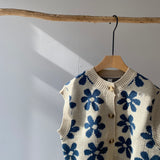 【hamomisi】Retro flower knit (90~130)