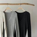 【ハモミシノオトナフク】Recycled Poly V-Neck Cardigan