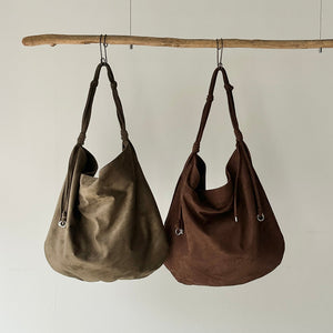 【ハモミシノオトナフク】Suede Oval Shoulder Bag