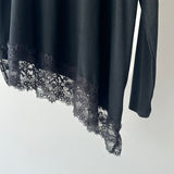 【ハモミシノオトナフク】Asymmetrical pullover  lace trim