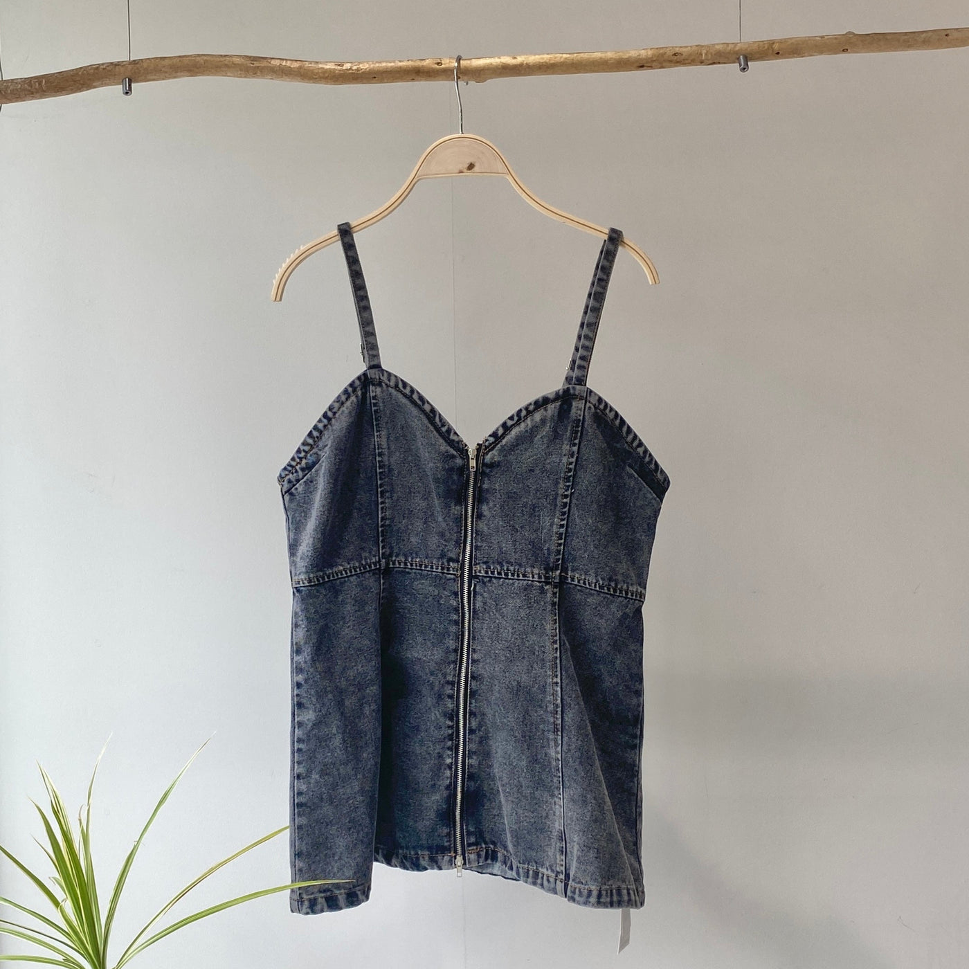 【ハモミシノオトナフク】Double zip denim bustier
