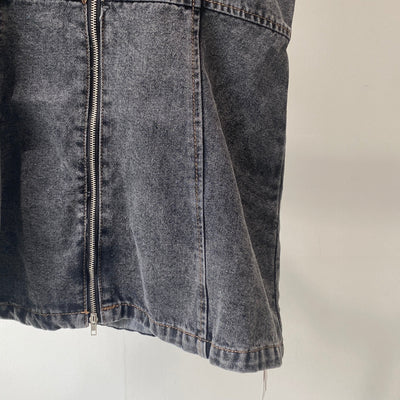 【ハモミシノオトナフク】Double zip denim bustier