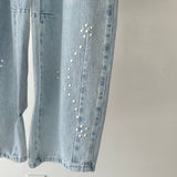 【ハモミシノオトナフク】Denim studded asymmetrical curved pants