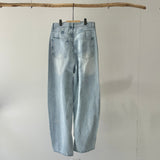 【ハモミシノオトナフク】Denim studded asymmetrical curved pants