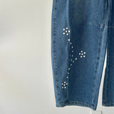 【ハモミシノオトナフク】Denim studded asymmetrical curved pants