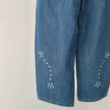 【ハモミシノオトナフク】Denim studded asymmetrical curved pants